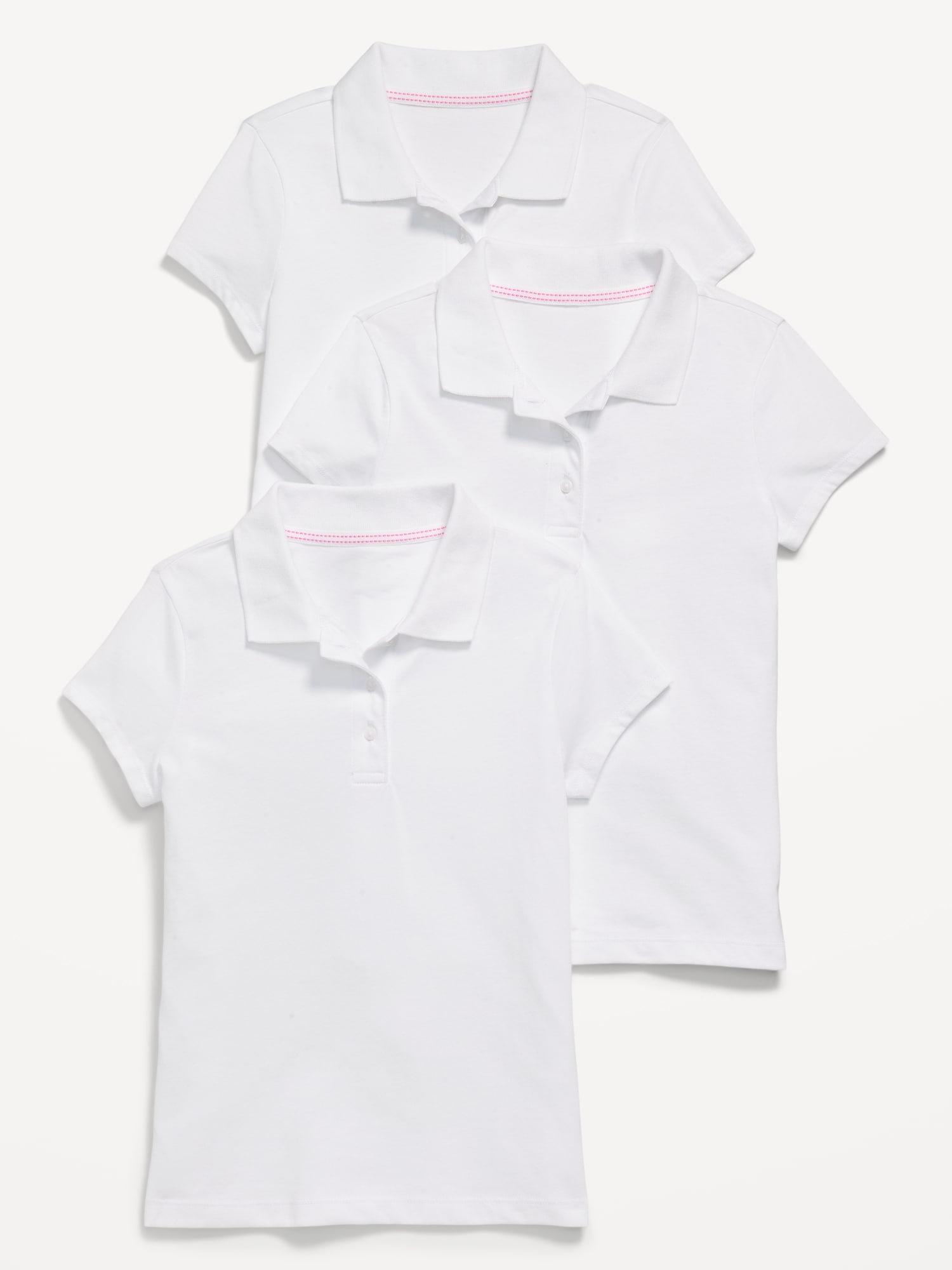 POLO D'UNIFORME SCOLAIRE EN TRICOT DE JERSEY POUR FILLE (PAQUET DE 3)