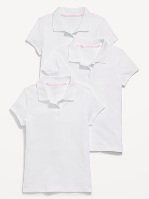 School Uniform Jersey-Knit Polo Shirt 3-Pack for Girls
