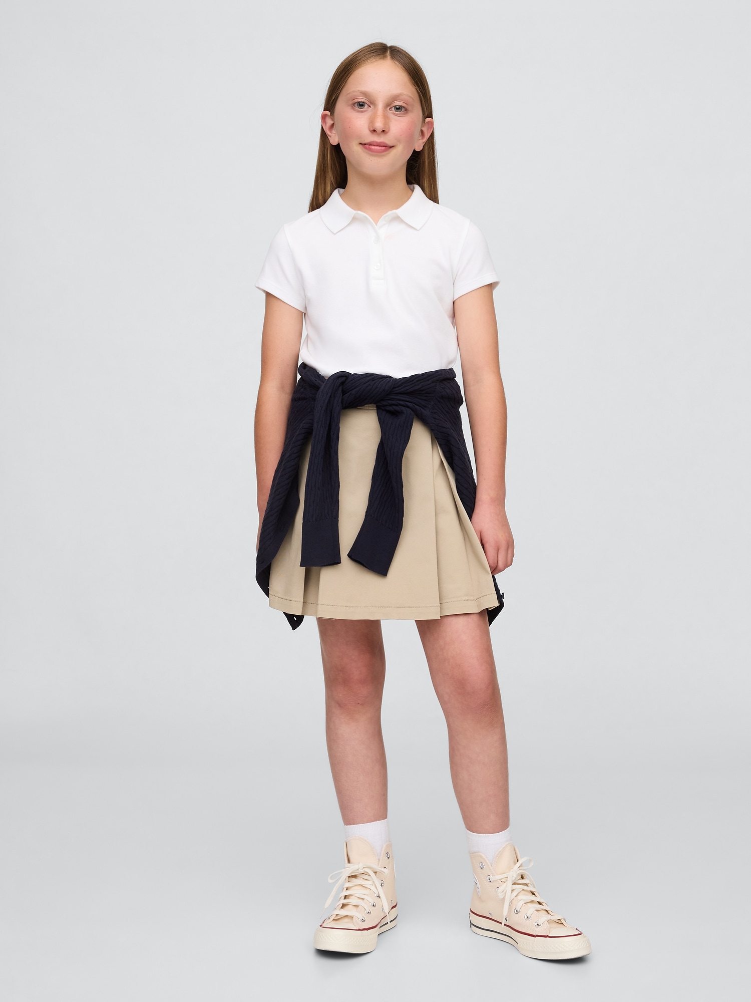 Kids Uniform Pleated Khaki Easy Skort