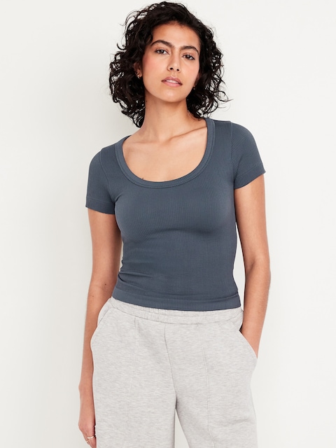 Exhale Seamless Cropped Rib T-Shirt