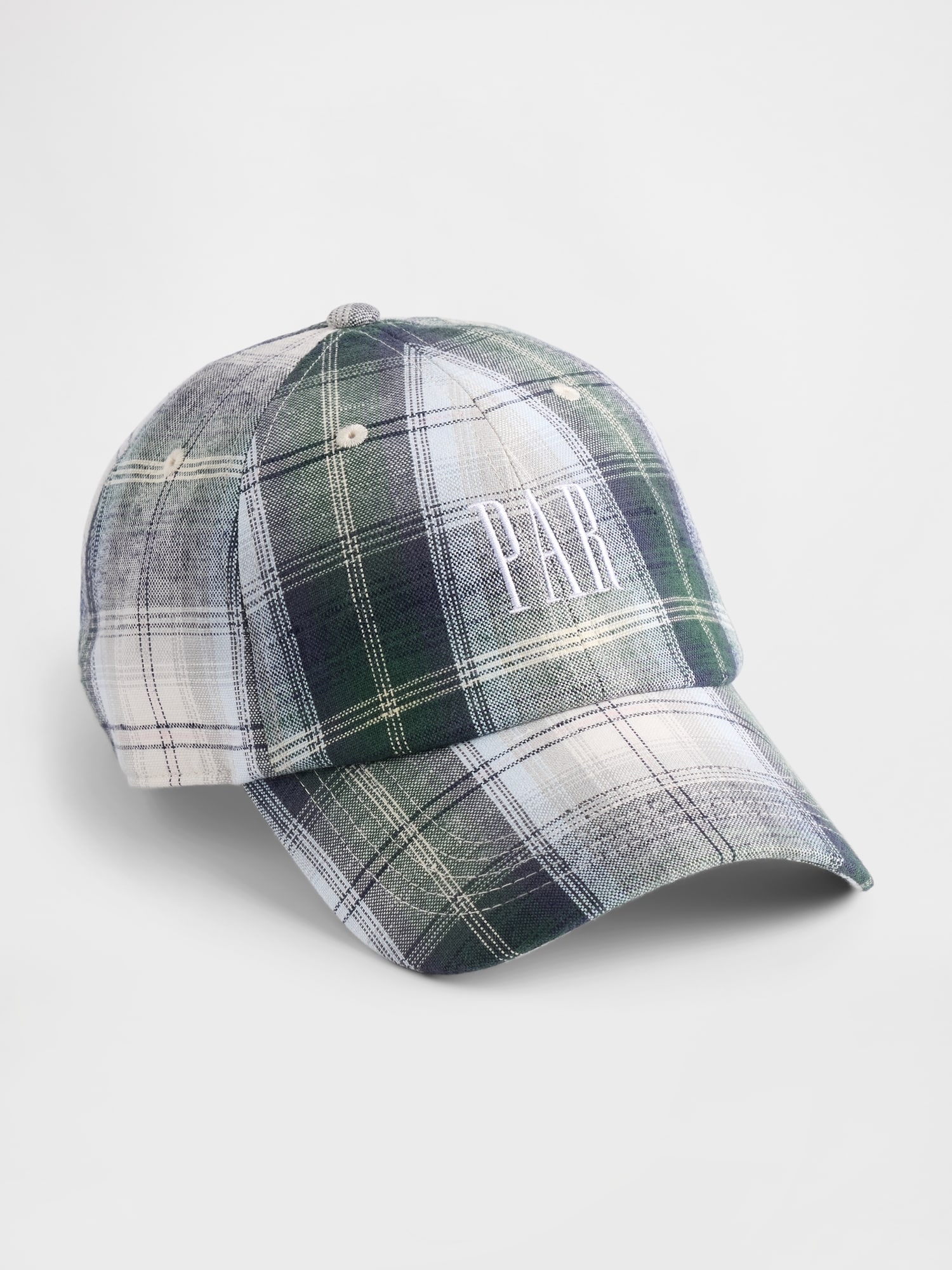 Gap × Malbon コットンリネン ロゴ プレイド ベースボールキャップ-0