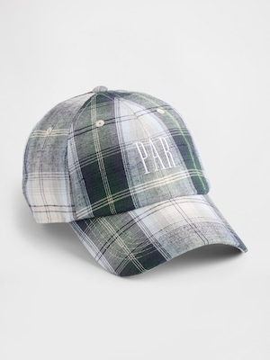 Gap × Malbon コットンリネン ロゴ プレイド ベースボールキャップ