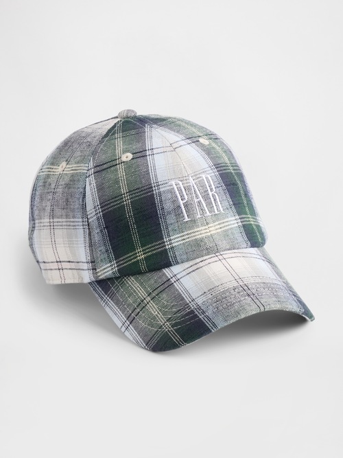 Gap × Malbon コットンリネン ロゴ プレイド ベースボールキャップ