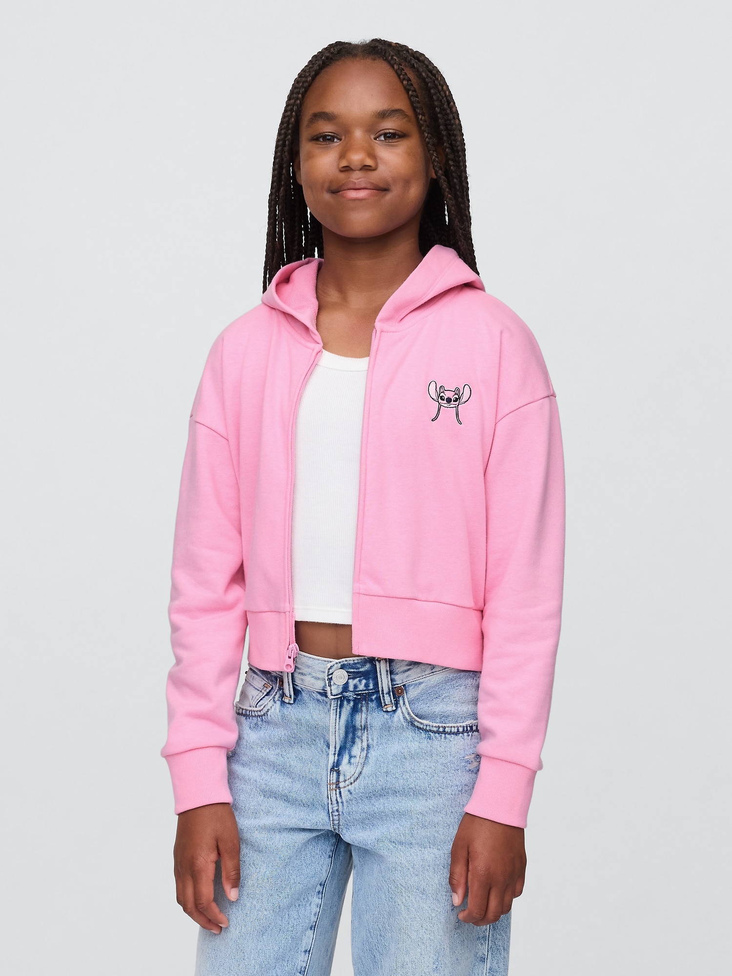 Gap リロ&スティッチ フレンチテリー クロップド ジップアップパーカー (キッズ) Gap リロ&スティッチ フレンチテリー クロップド ジップアップパーカー (キッズ)