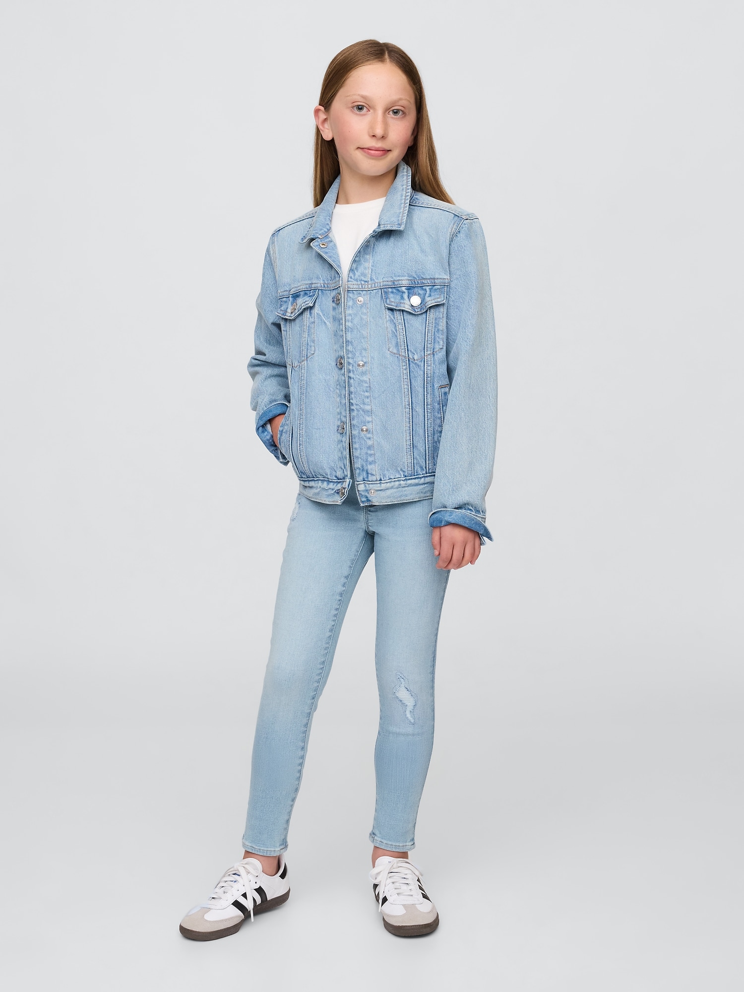 JEGGING À TAILLE BASSE MOYENNE ÉLASTIQUE EN TISSU WASHWELL POUR ENFANT