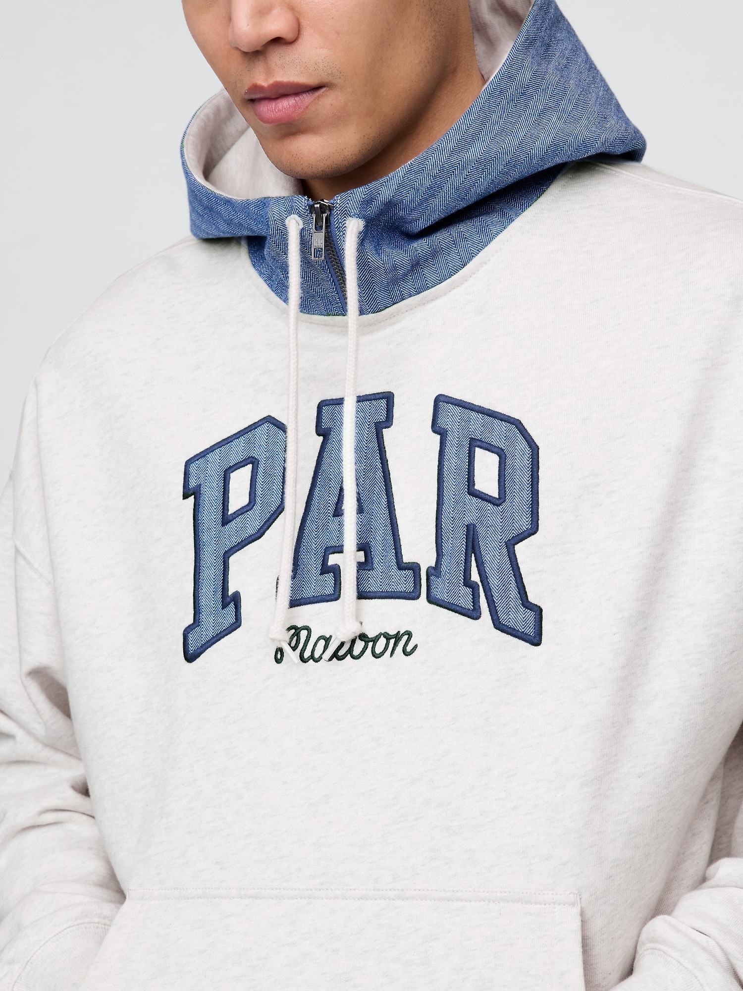 Gap × Malbon ヘビーウェイト フレンチテリー ロゴパーカー-5
