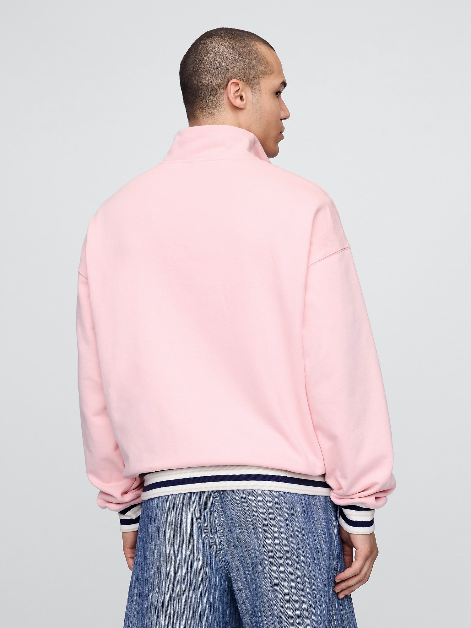 Gap × Malbon ヘビーウェイト ロゴ 1/4ジップアップ トレーナー-3
