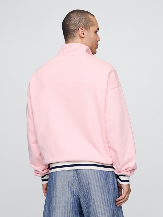 Gap × Malbon ヘビーウェイト ロゴ 1/4ジップアップ トレーナー-2