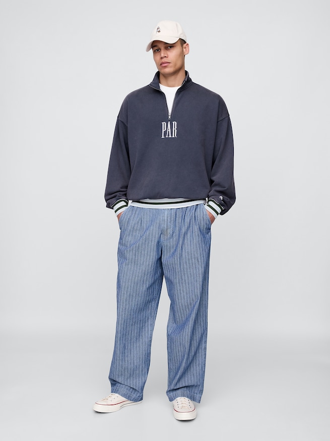 Gap × Malbon ヘビーウェイト ロゴ 1/4ジップアップ トレーナー-1