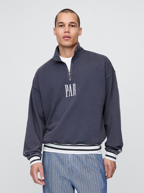 Gap × Malbon ヘビーウェイト ロゴ 1/4ジップアップ トレーナー