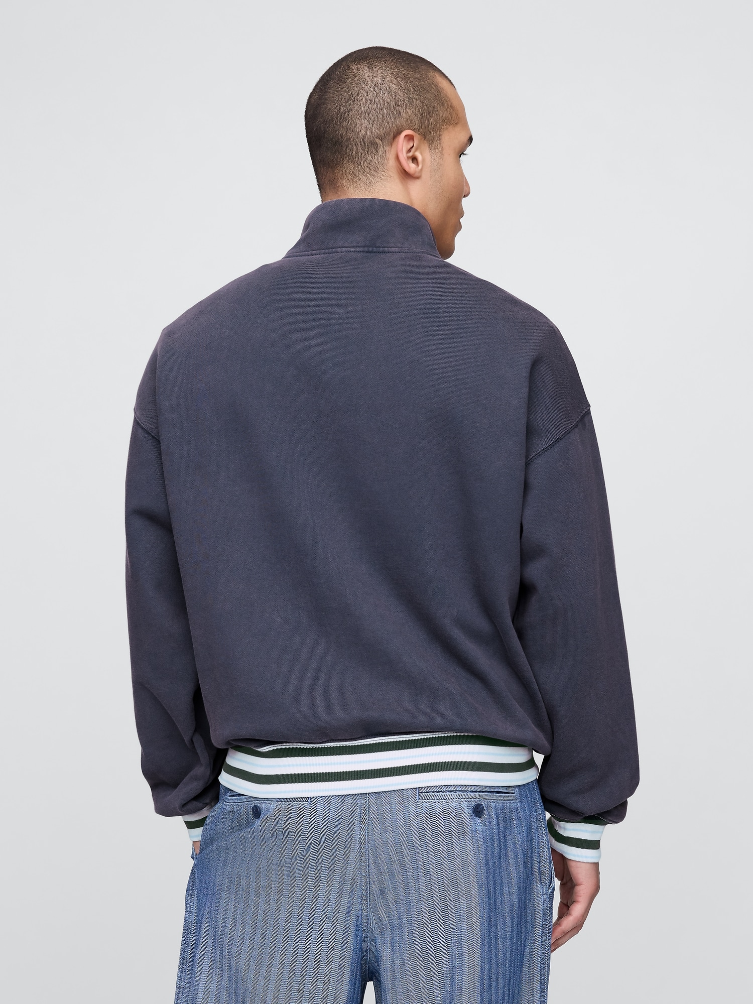 Gap × Malbon ヘビーウェイト ロゴ 1/4ジップアップ トレーナー-4