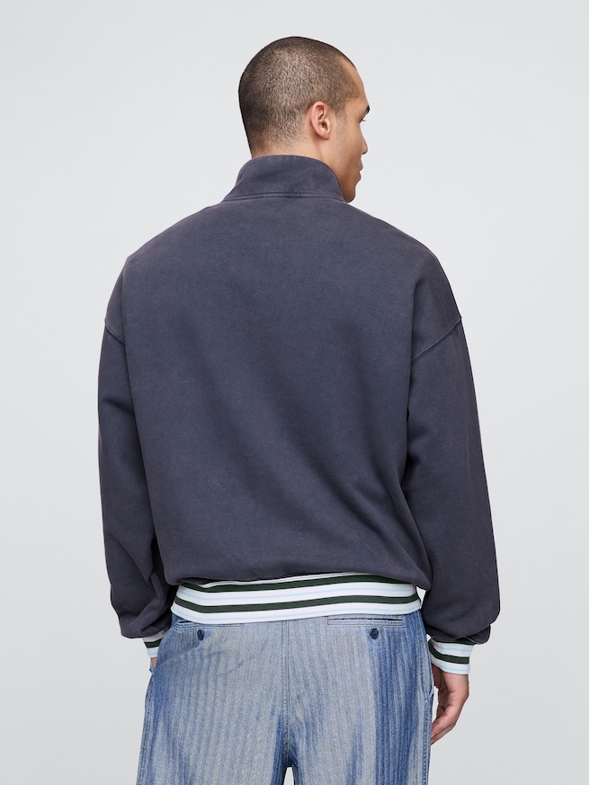 Gap × Malbon ヘビーウェイト ロゴ 1/4ジップアップ トレーナー-2