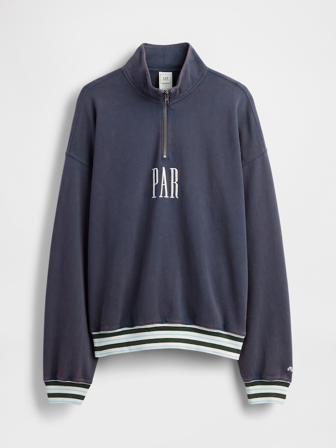 Gap × Malbon ヘビーウェイト ロゴ 1/4ジップアップ トレーナー-7