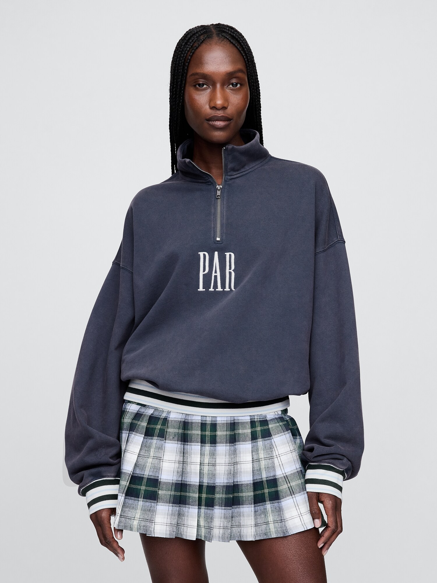 Gap × Malbon ヘビーウェイト ロゴ 1/4ジップアップ トレーナー-7