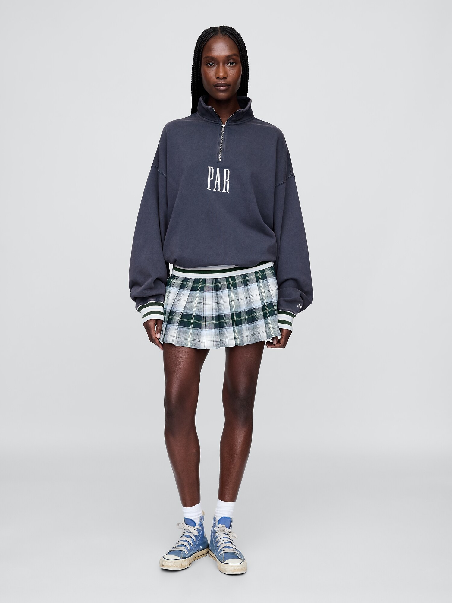 Gap × Malbon ヘビーウェイト ロゴ 1/4ジップアップ トレーナー-8