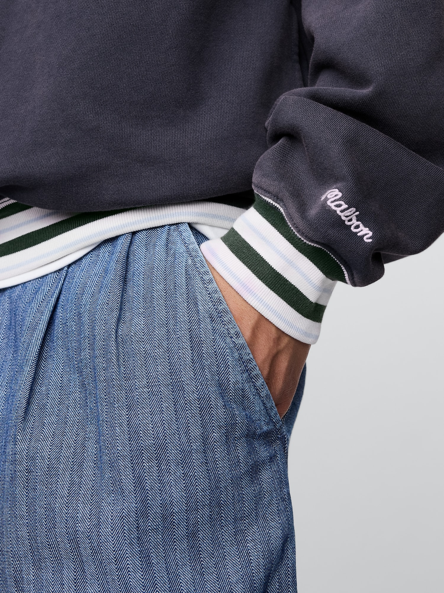 Gap × Malbon ヘビーウェイト ロゴ 1/4ジップアップ トレーナー-5