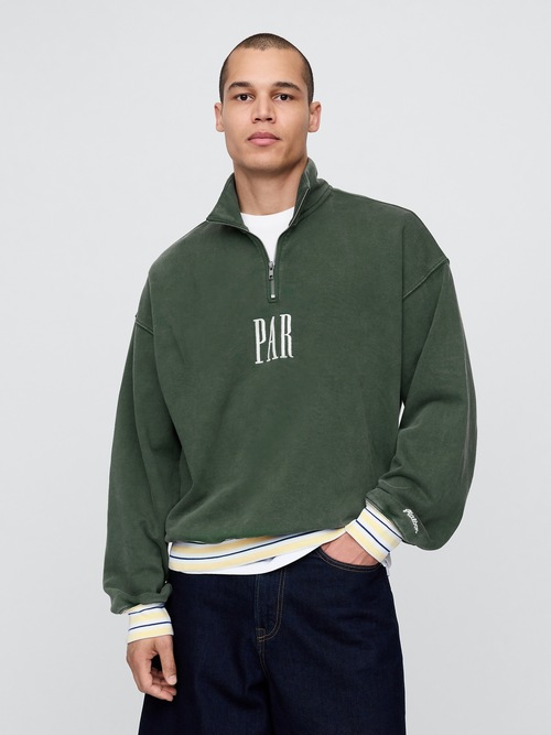 Gap × Malbon ヘビーウェイト ロゴ 1/4ジップアップ トレーナー