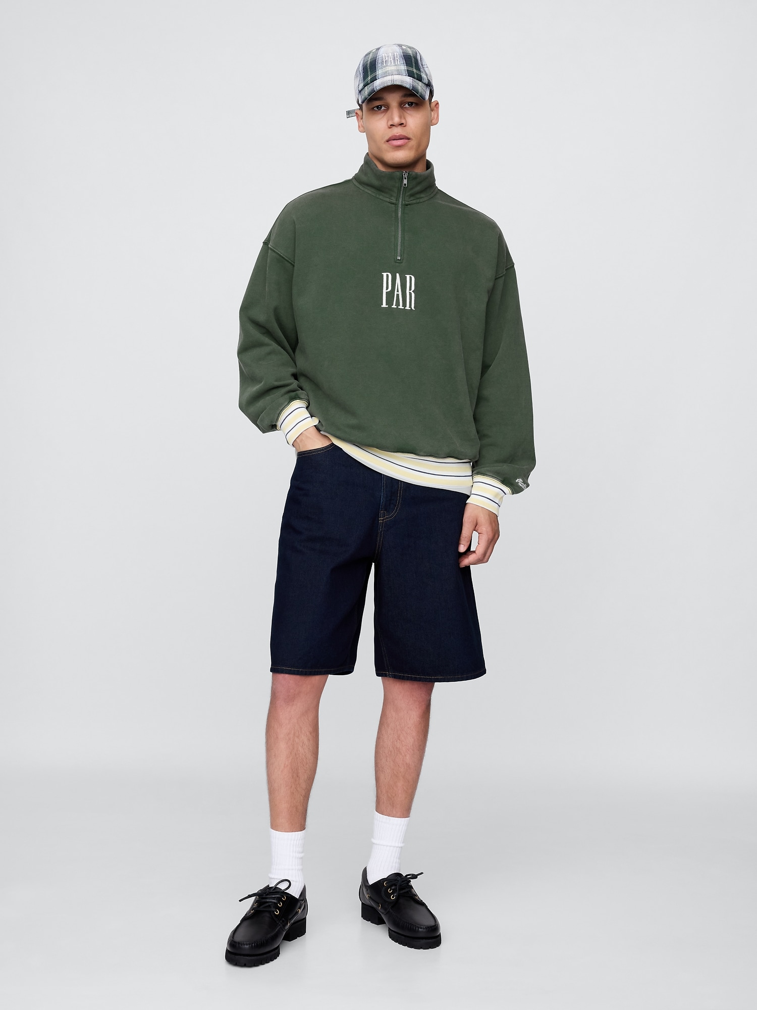 Gap × Malbon ヘビーウェイト ロゴ 1/4ジップアップ トレーナー-2
