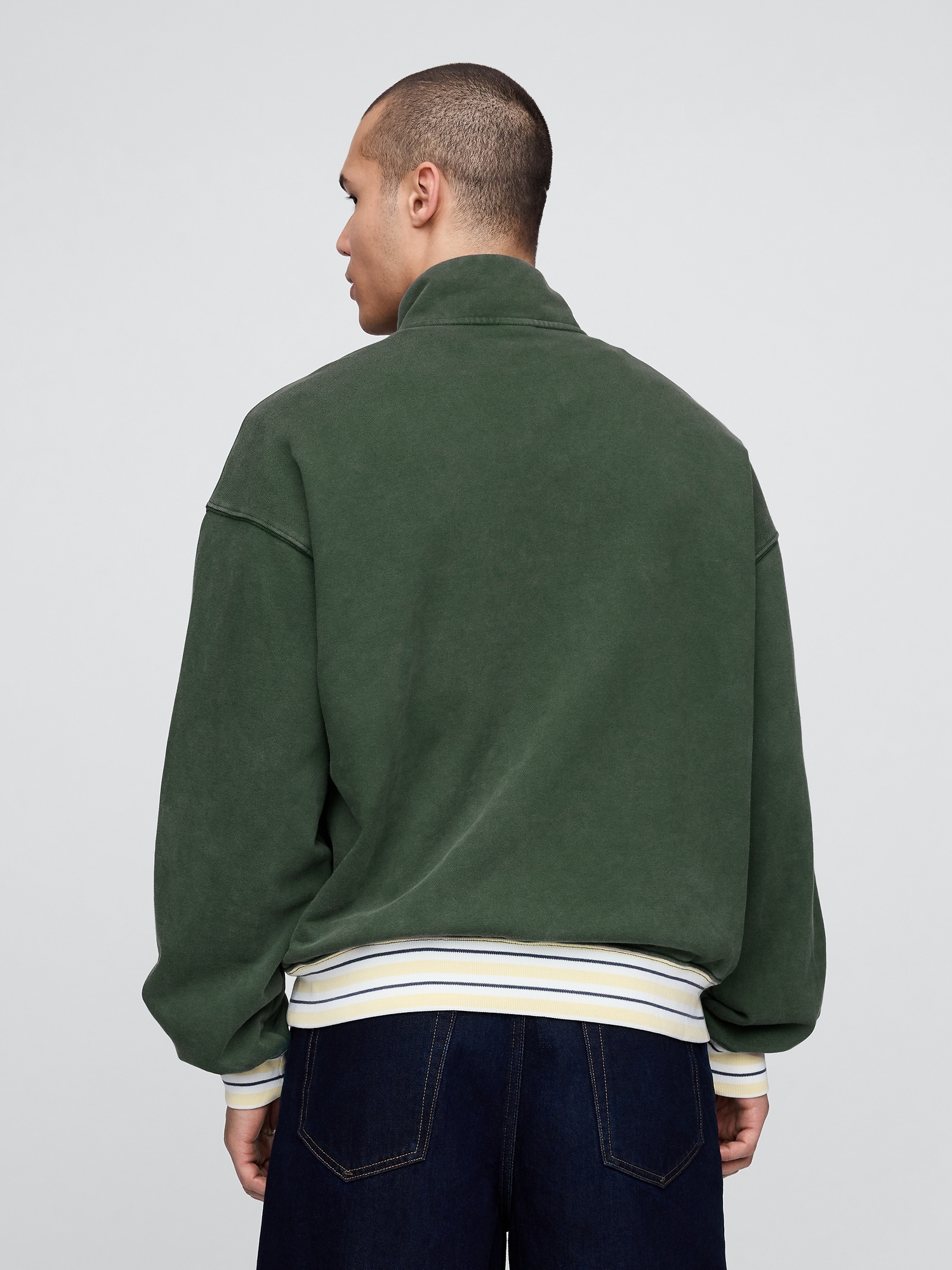 Gap × Malbon ヘビーウェイト ロゴ 1/4ジップアップ トレーナー-4