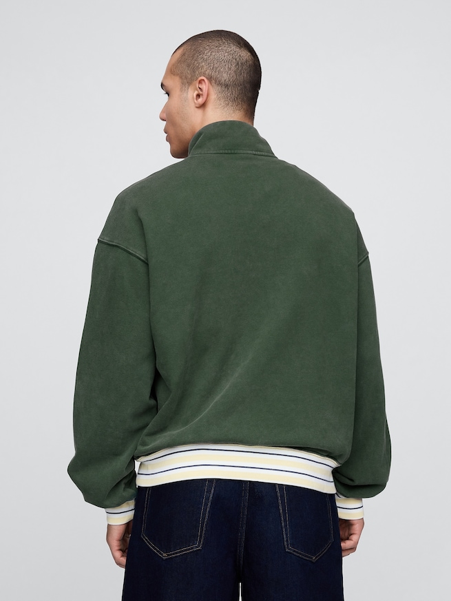 Gap &times; Malbon ヘビーウェイト ロゴ ハーフジップ トレーナー-2