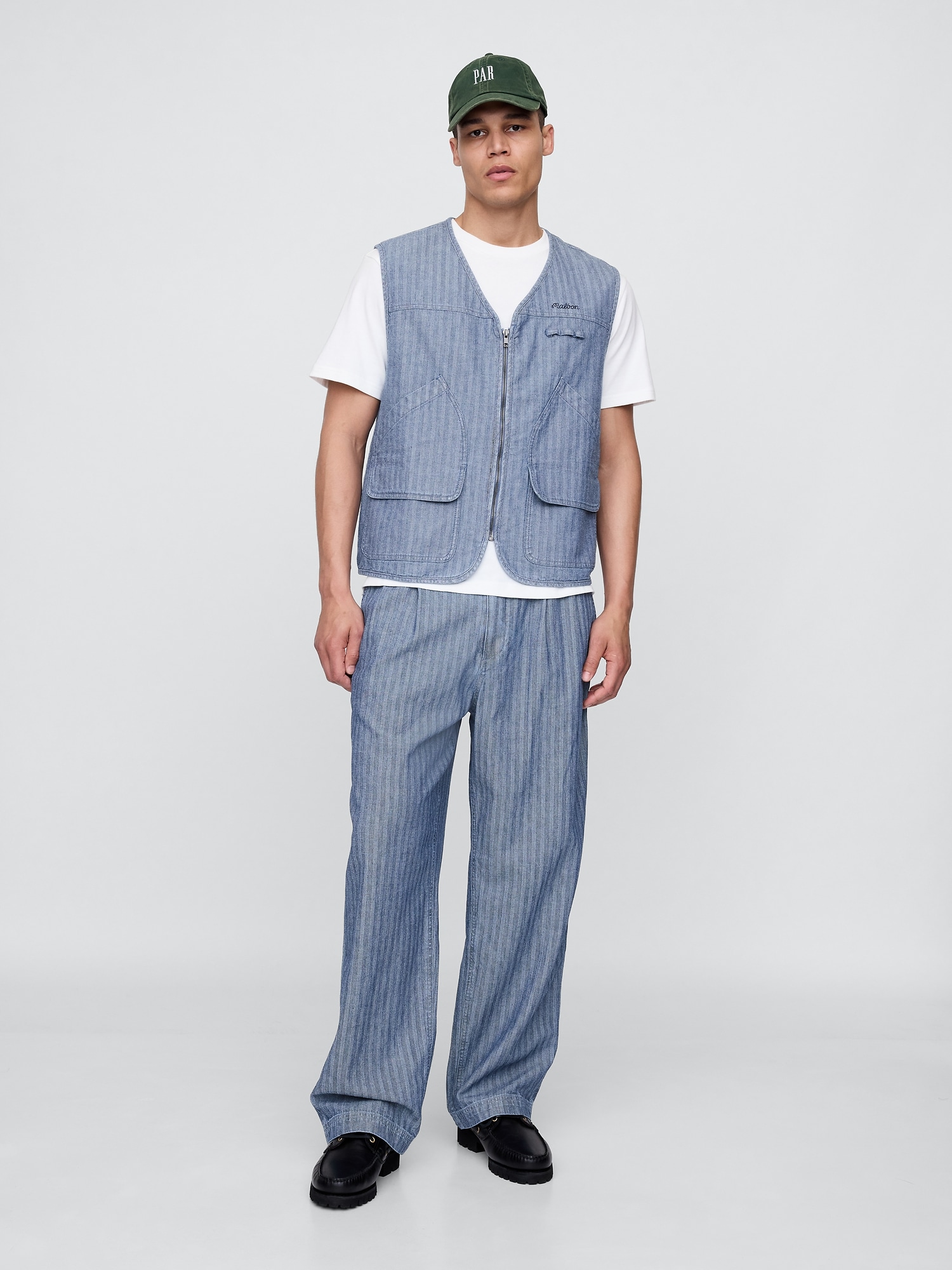 Gap × Malbon ヘリンボーン プリーツ バギーパンツ-0