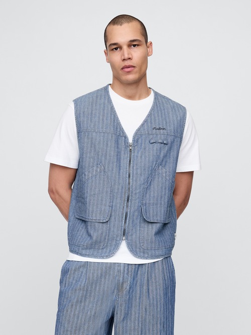 Gap × Malbon ヘリンボーン ユーティリティベスト