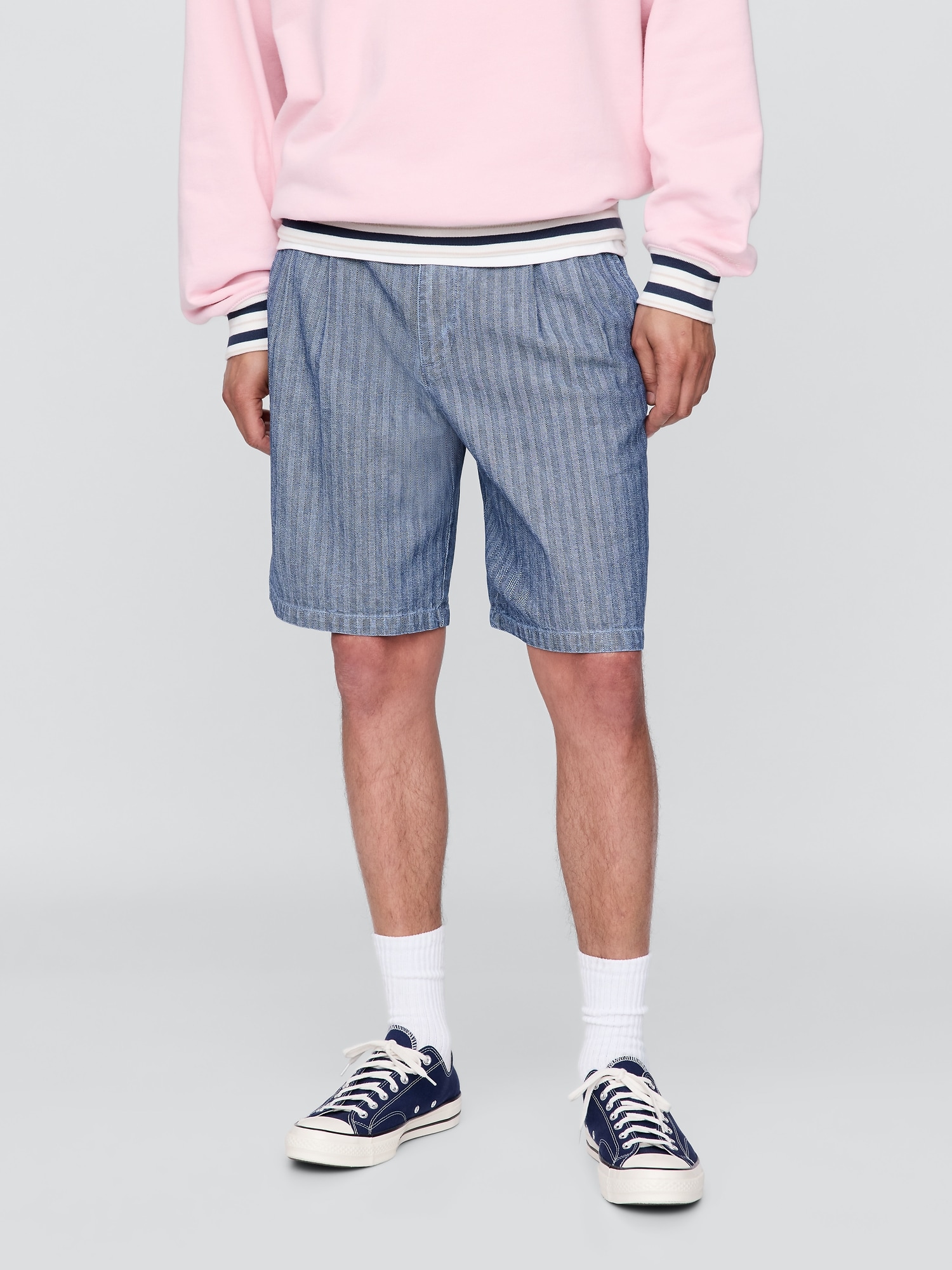 Gap × Malbon 9.5インチ プリーツ バギーショートパンツ-1