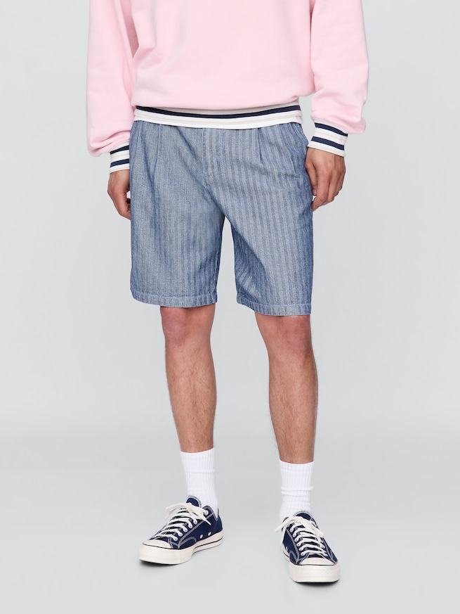 Gap × Malbon 9.5インチ プリーツ バギーショートパンツ-1