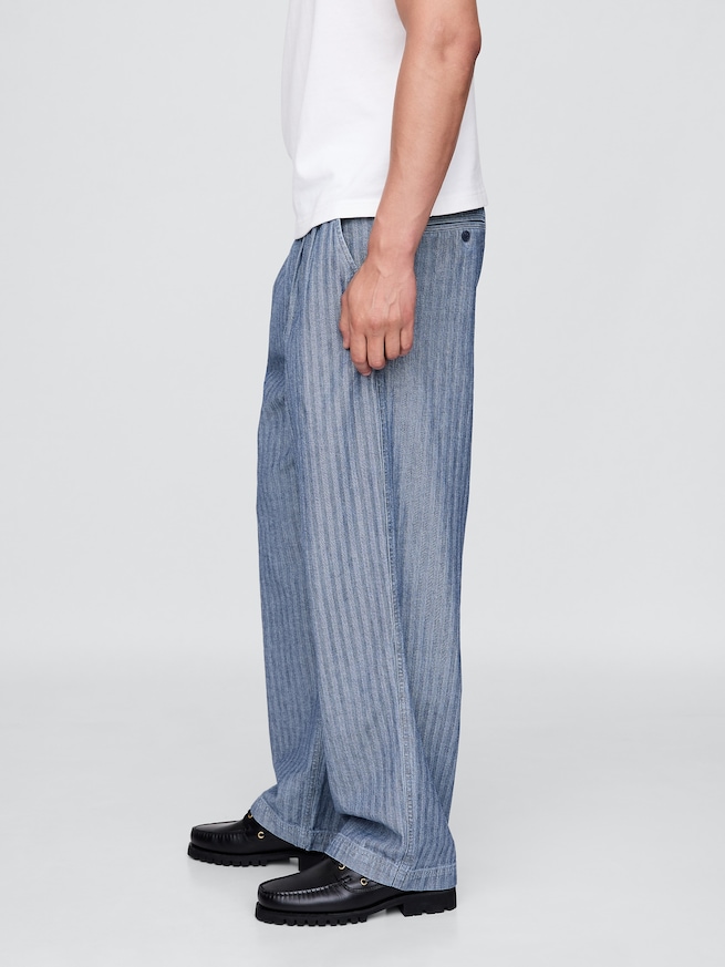 Gap × Malbon ヘリンボーン プリーツ バギーパンツ-2