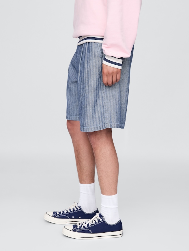 Gap × Malbon 9.5インチ プリーツ バギーショートパンツ-2