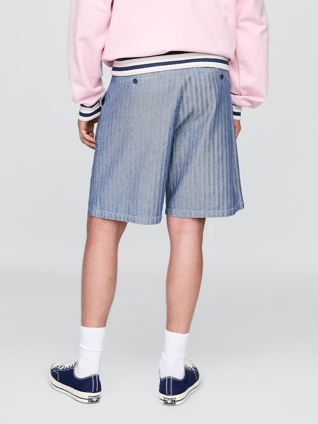 Gap × Malbon 9.5インチ プリーツ バギーショートパンツ-3