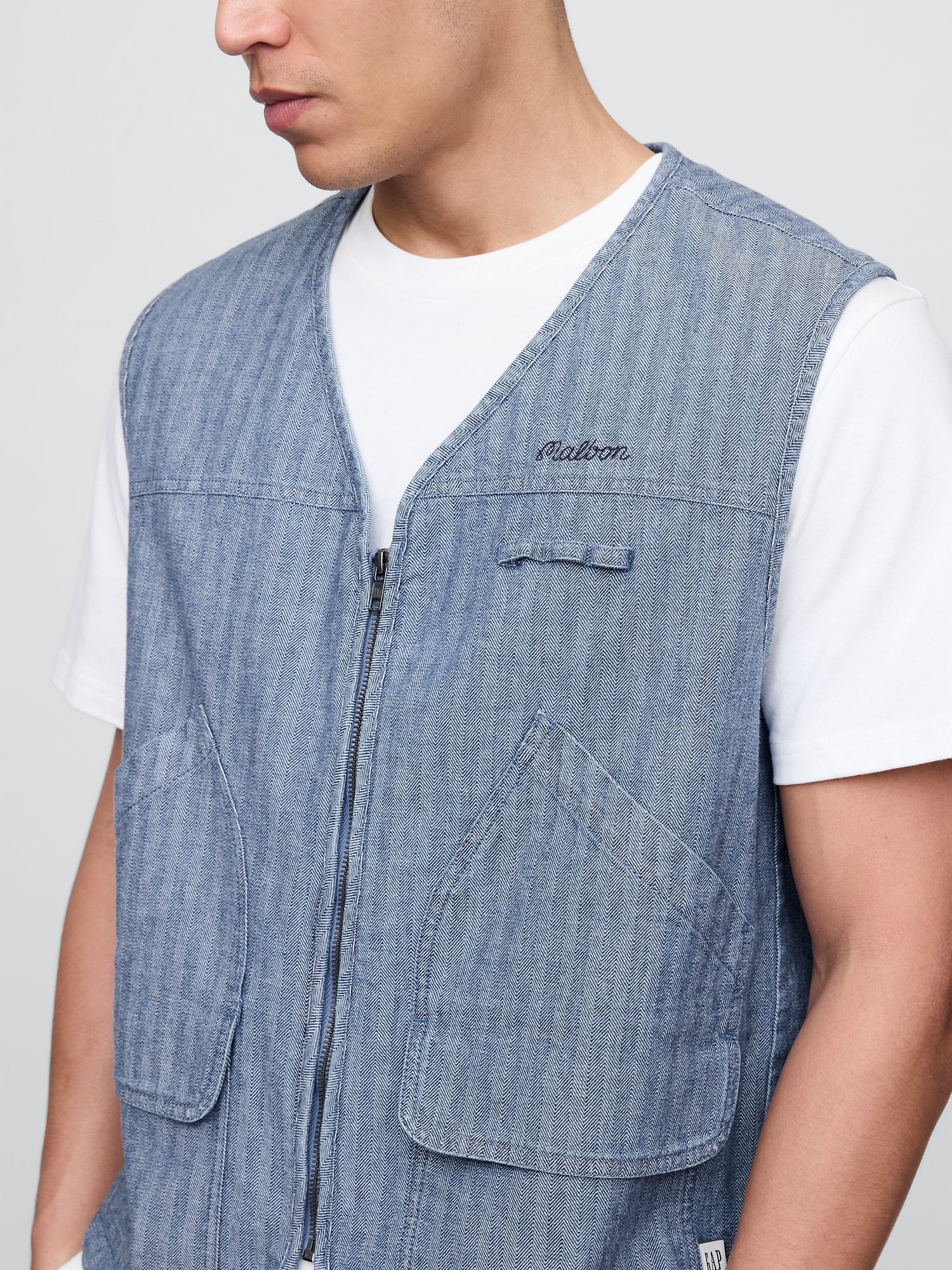 Gap × Malbon ヘリンボーン ユーティリティベスト-3