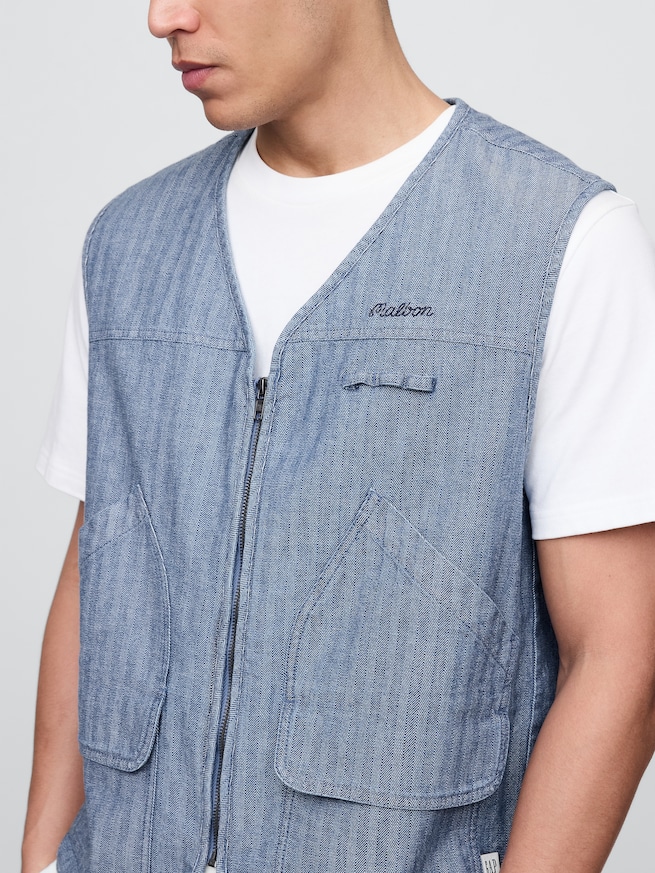 Gap &times; Malbon ヘリンボーン ユーティリティベスト-3