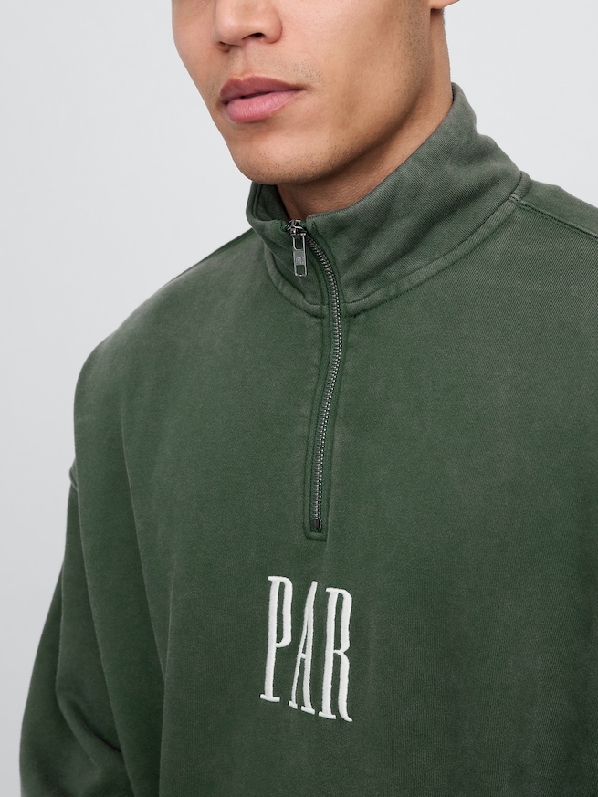 Gap &times; Malbon ヘビーウェイト ロゴ ハーフジップ トレーナー-3