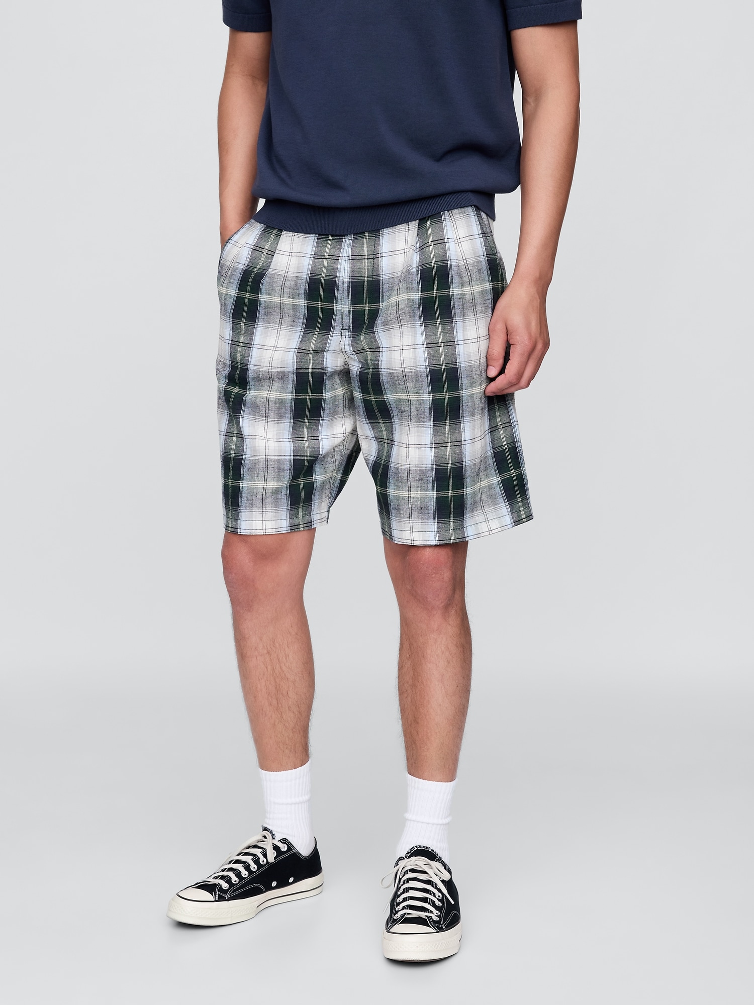 Gap × Malbon 9.5インチ プリーツ バギーショートパンツ-1