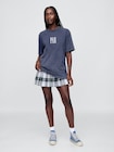 Gap × Malbon コットンリネン プレイド プリーツミニスカート・スコート-0