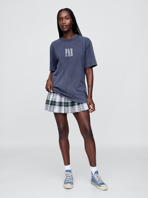 Gap × Malbon コットンリネン プレイド プリーツミニスカート・スコート