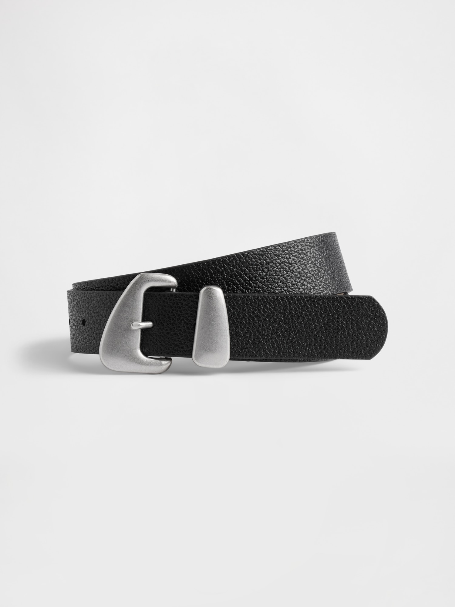 Vegan Leather Pebble Angular Buckle Belt