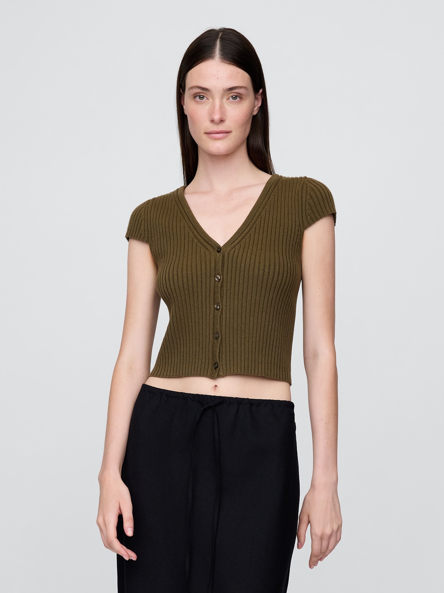 Gap クロップド リブカーディガン Gap クロップド リブカーディガン