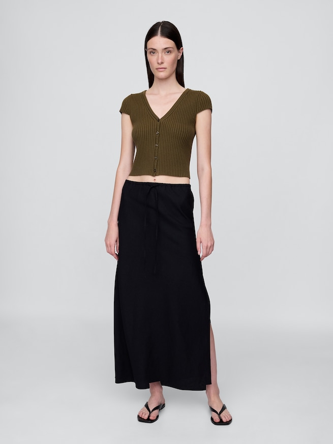 クロップド リブカーディガン-1