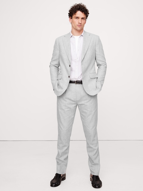 Herringbone Linen-Cotton Suit Pant
