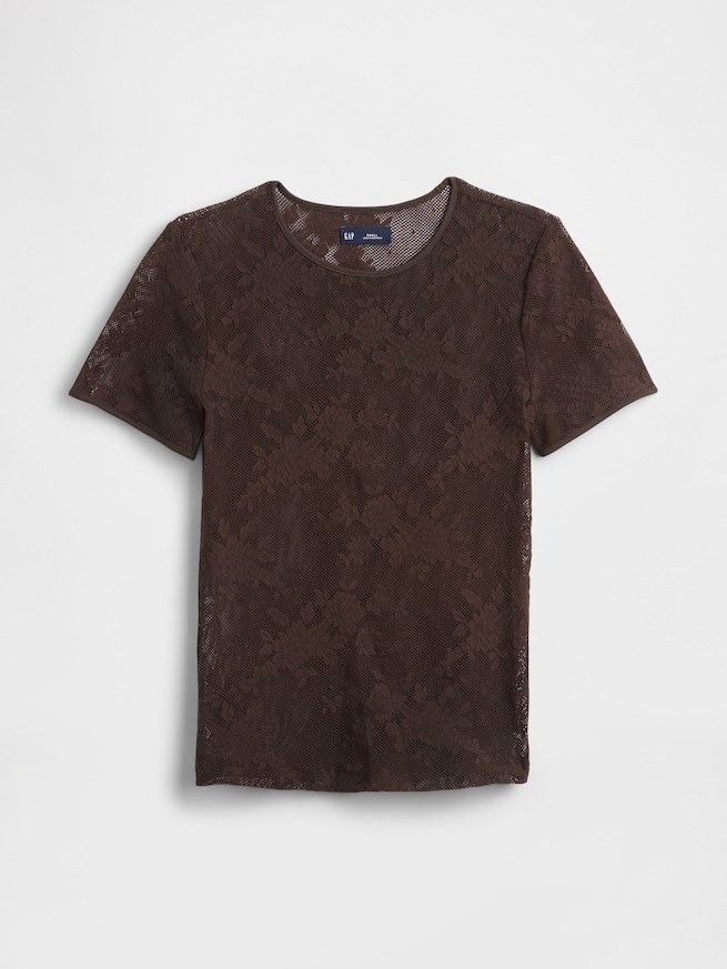 フローラル レース メッシュトップス-4