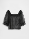 シアー チュール 刺しゅうトップス-4