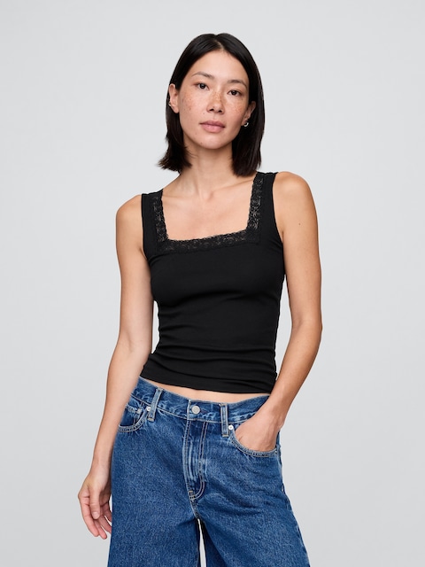 Lace-Trim Tank Top