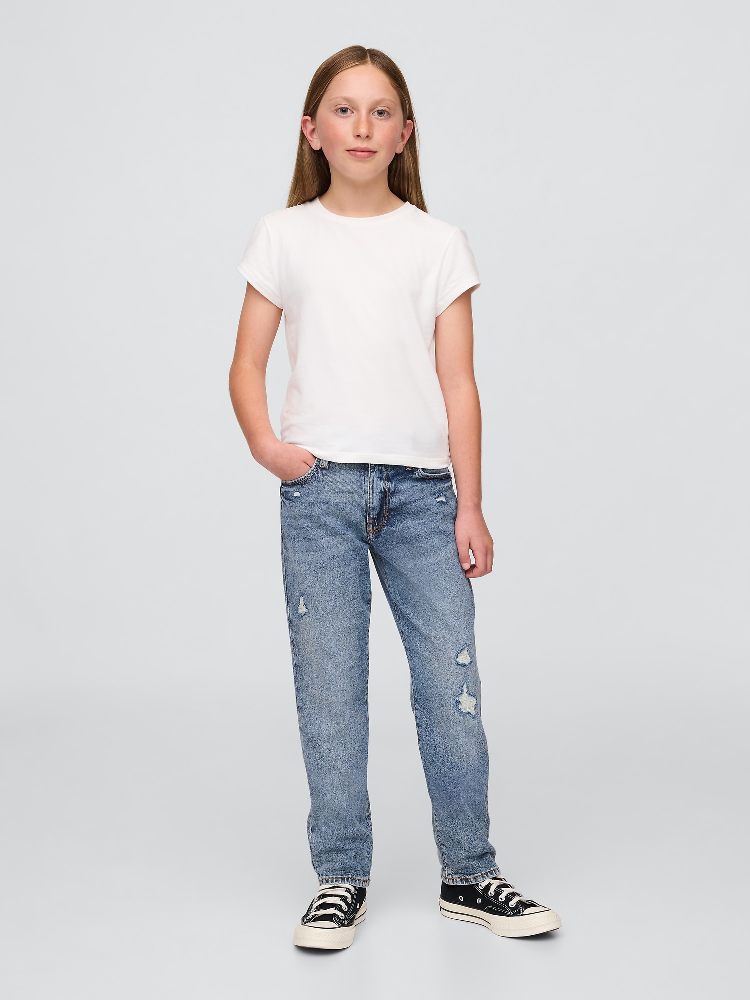 JEAN COUPE GIRLFRIEND D'ASPECT USÉ WASHWELL™ POUR ENFANT