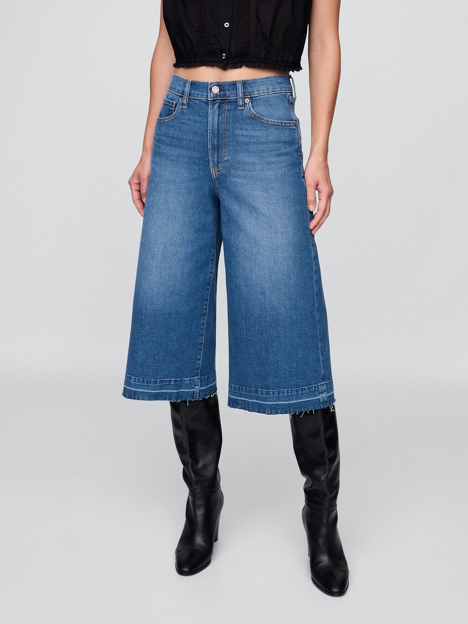 High Rise Culotte Jeans