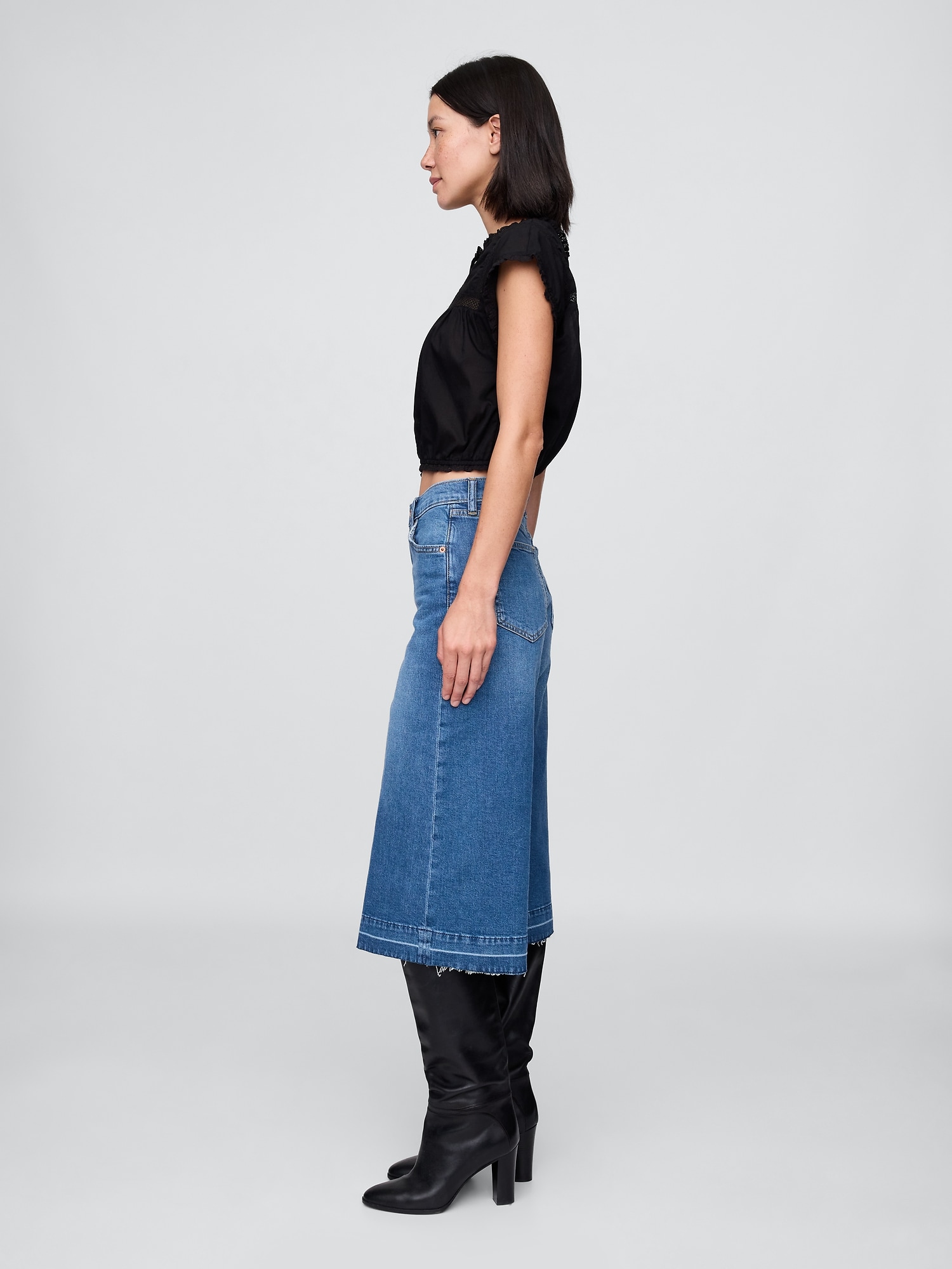 High Rise Culotte Jeans