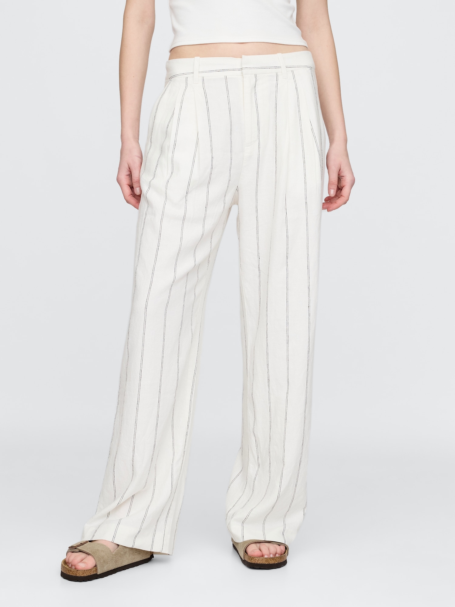 365 High Rise Linen-Blend Trousers