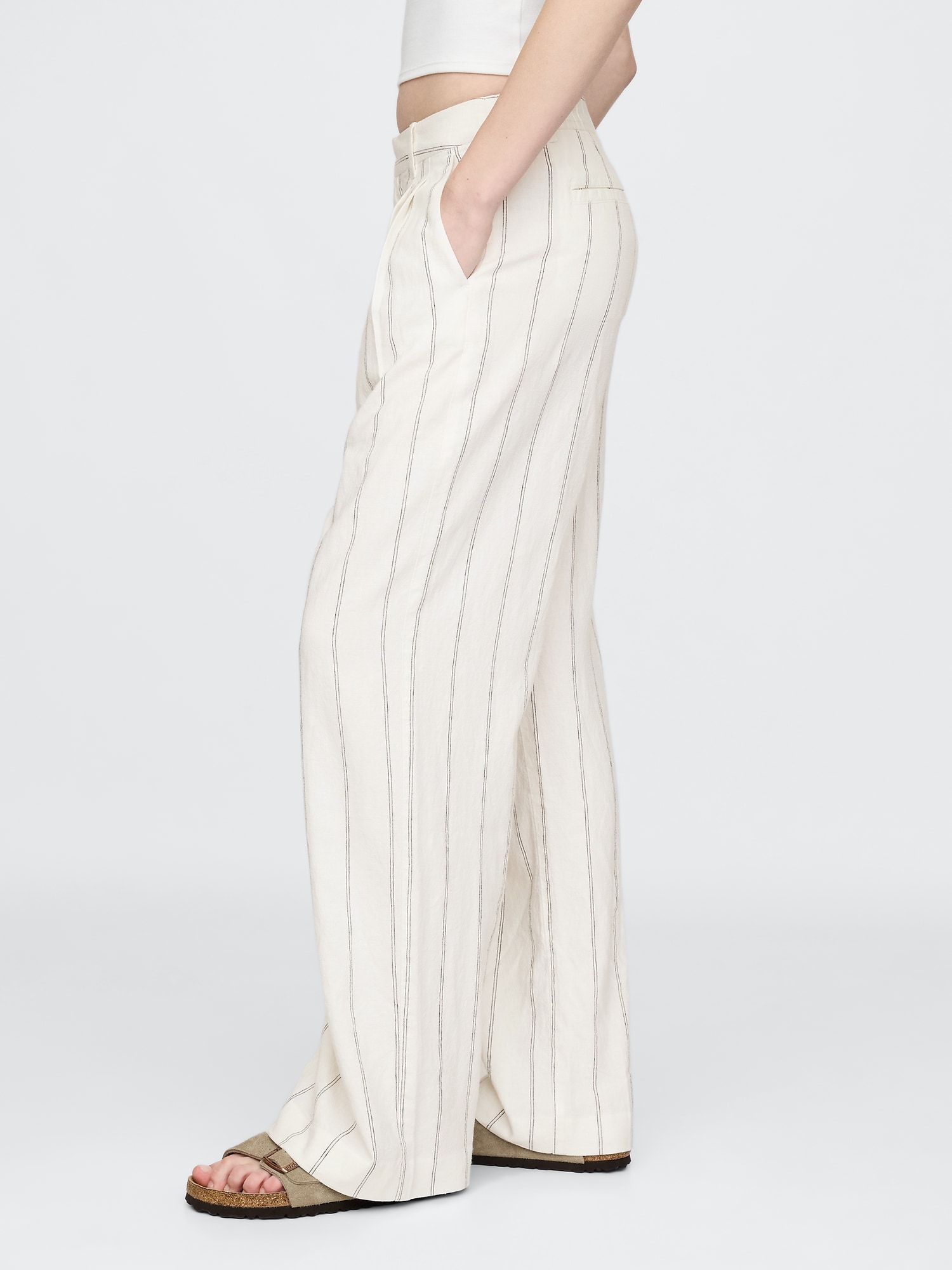 365 High Rise Linen-Blend Trousers