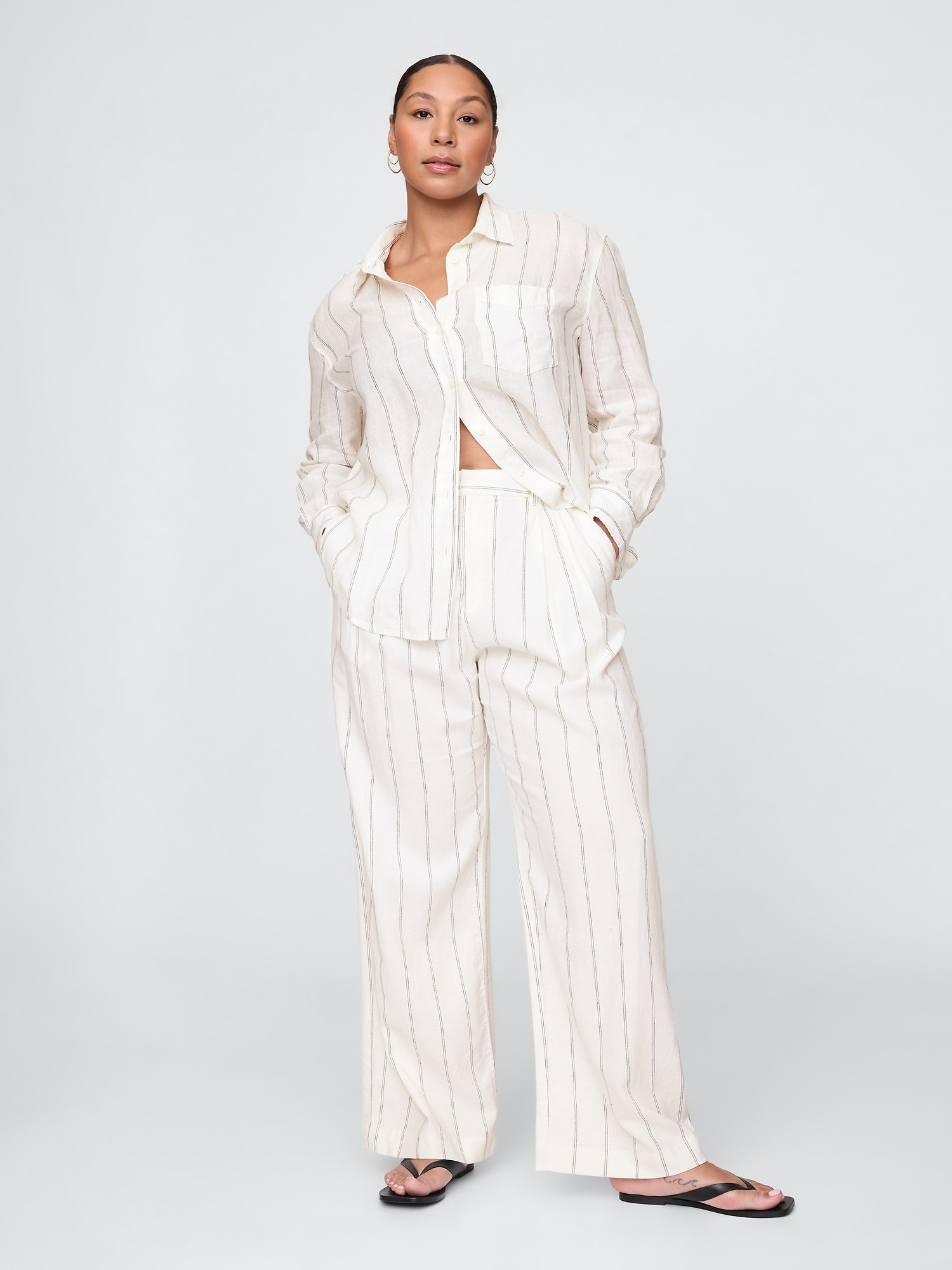 365 High Rise Linen-Blend Trousers